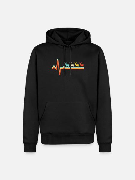 Deer retro heartbeat - Men’s Premium Organic Hoodie - black