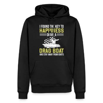 Drag Boat Saying I Found The Key To Happiness - Männer Premium Bio Hoodie - Schwarz - Vorne - Nico (187cm)