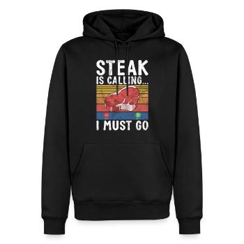 Cadeau de steak amateur de steak - Sweat à capuche Premium bio Homme - noir - Devant - Nico (187cm)