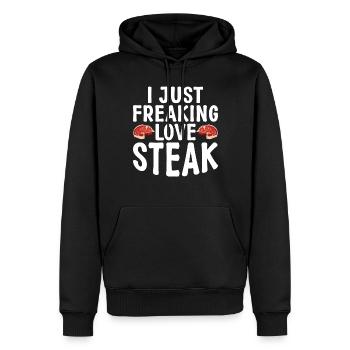 Steak Lover Steak Cadeau - Sweat à capuche Premium bio Homme - noir - Devant - Nico (187cm)