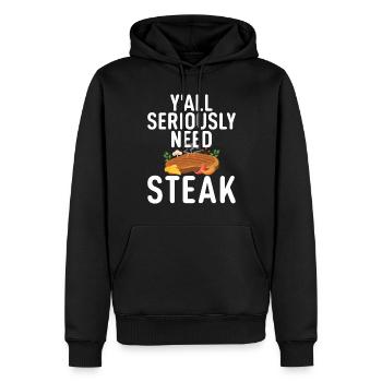 Steak Lover Steak Cadeau - Sweat à capuche Premium bio Homme - noir - Devant - Nico (187cm)