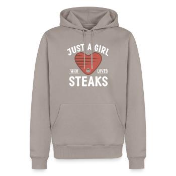 Steak Lover Steak Geschenk - Männer Premium Bio Hoodie - Taupe - Vorne - Nico (187cm)