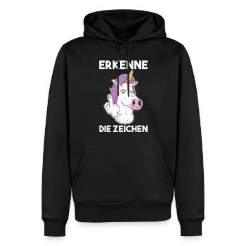 Erkenne Die Zeichen Einhorn - Männer Premium Bio Hoodie - Schwarz - Vorne - Nico (187cm)