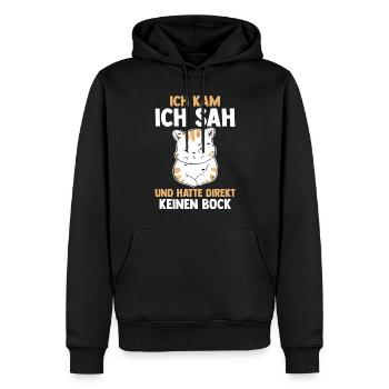 Ich Kam Ich Sah Und Hatte Direkt Keinen Bock Katze - Männer Premium Bio Hoodie - Schwarz - Vorne - Nico (187cm)