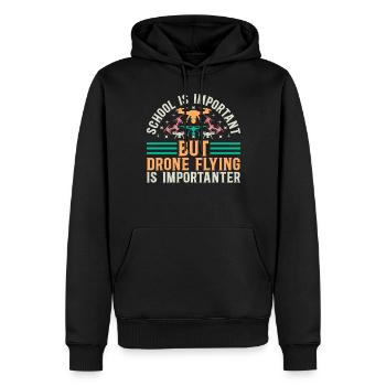 L’école est importante, mais le vol de drone est important - Sweat à capuche Premium bio Homme - noir - Devant - Nico (187cm)