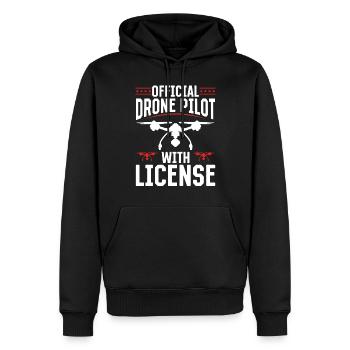 Pilote de drone officiel avec licence - Drone Pilot - Sweat à capuche Premium bio Homme - noir - Devant - Nico (187cm)
