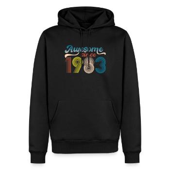 Vintage 1983 Retro Bitrthday Limited Edition. - Men’s Premium Organic Hoodie - black - Front - Nico (187cm)