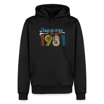 Vintage 1981 Retro Bitrthday Limited Edition. - Men’s Premium Organic Hoodie - black - Front - Nico (187cm)