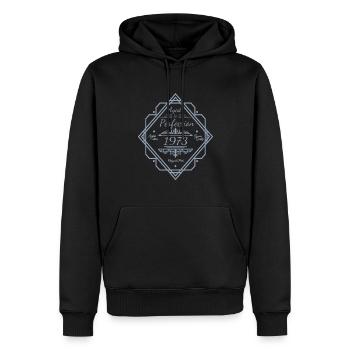 Jahrgang 1973 Sprüche gereift zur perfektion - Männer Premium Bio Hoodie - Schwarz - Vorne - Nico (187cm)