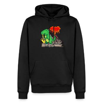 Jazz Musik Orchester Kinder Dinosaurier Saxophon - Männer Premium Bio Hoodie - Schwarz - Vorne - Nico (187cm)
