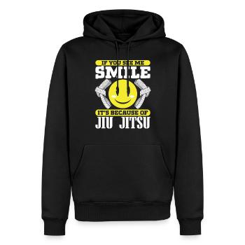 Jujutsu Tu me vois sourire à cause du Jiu Jitsu MMA - Sweat à capuche Premium bio Homme - noir - Devant - Nico (187cm)