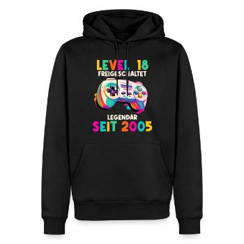 2005 Level 18 Jahre Gaming 18er 18 Geburtstag - Männer Premium Bio Hoodie - Schwarz - Vorne - Nico (187cm)