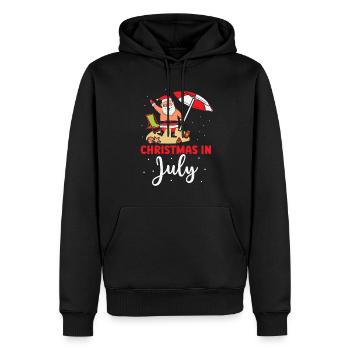 Weihnachten im juli Noël en juillet Humour Père Noël - Sweat à capuche Premium bio Homme - noir - Devant - Nico (187cm)