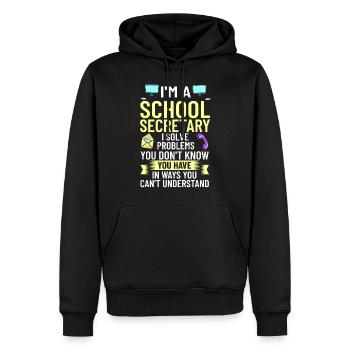 Secrétaire d’école Secrétariat de l’école Bureau du personnel - Sweat à capuche Premium bio Homme - noir - Devant - Nico (187cm)