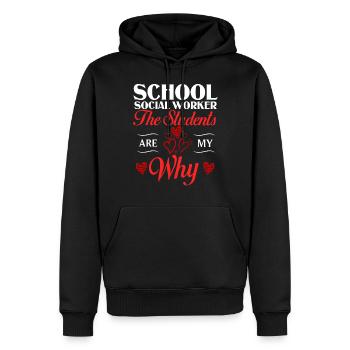 Milieu scolaire Travail social École Bureau du travail social Social - Sweat à capuche Premium bio Homme - noir - Devant - Nico (187cm)