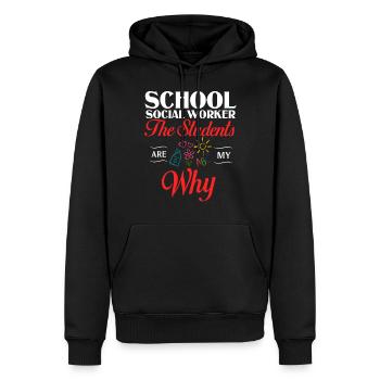 Milieu scolaire Travail social École Bureau du travail social Social - Sweat à capuche Premium bio Homme - noir - Devant - Nico (187cm)