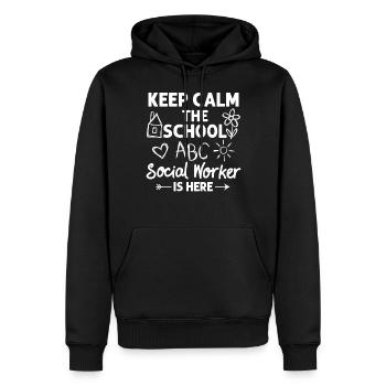 Milieu scolaire Travail social École Bureau du travail social Social - Sweat à capuche Premium bio Homme - noir - Devant - Nico (187cm)