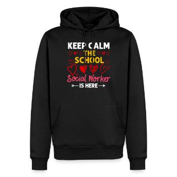 Milieu scolaire Travail social École Bureau du travail social Social - Sweat à capuche Premium bio Homme - noir - Devant - Nico (187cm)