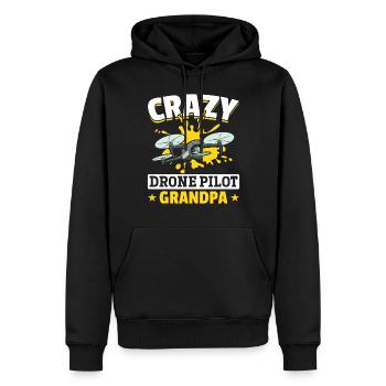 Drôle de pilote de drone grand-père - Crazy Drone Pilot Gran - Sweat à capuche Premium bio Homme - noir - Devant - Nico (187cm)