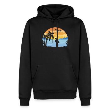 Quadcopter Drone Pilot - Drone Flying Retro Drone - Männer Premium Bio Hoodie - Schwarz - Vorne - Nico (187cm)