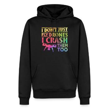Je ne fais pas que piloter des drones, je les écrase aussi - Quadcop - Sweat à capuche Premium bio Homme - noir - Devant - Nico (187cm)