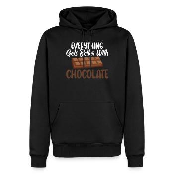 Cadeaux pour amateurs de chocolat - Sweat à capuche Premium bio Homme - noir - Devant - Nico (187cm)