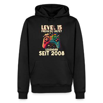 2008 Level 15 Jahre Gaming 15er 15 Geburtstag - Männer Premium Bio Hoodie - Schwarz - Vorne - Nico (187cm)
