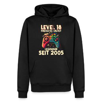 2005 Level 18 Jahre Gaming 18er 18 Geburtstag - Männer Premium Bio Hoodie - Schwarz - Vorne - Nico (187cm)