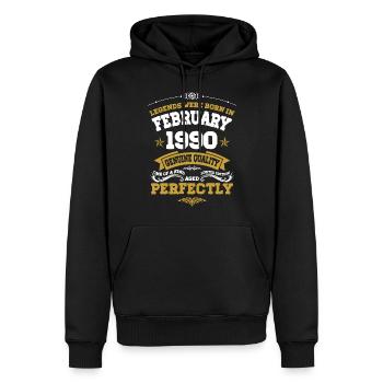 Vintage Aged To Perfection February 1990 - Männer Premium Bio Hoodie - Schwarz - Vorne - Nico (187cm)