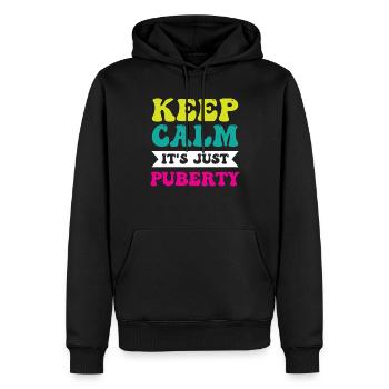 Ruhe Bewahren Es Ist Nur Die Pubertät Erwachsen - Männer Premium Bio Hoodie - Schwarz - Vorne - Nico (187cm)