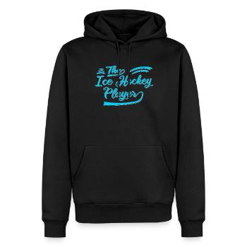 Der Eishockey Spieler - Männer Premium Bio Hoodie - Schwarz - Vorne - Nico (187cm)