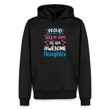 Fière belle-mère d’une grande fille - Sweat à capuche Premium bio Homme - noir - Devant - Nico (187cm)