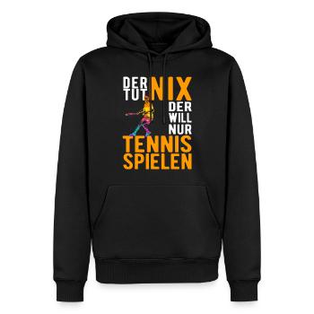 Tennis Tennisspieler Tennisplatz lustige Sprüche - Männer Premium Bio Hoodie - Schwarz - Vorne - Nico (187cm)