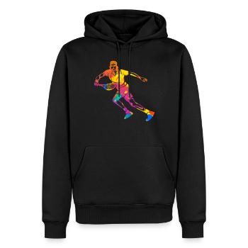 Tennis Tennisspieler Tennisplatz Silhouette - Männer Premium Bio Hoodie - Schwarz - Vorne - Nico (187cm)