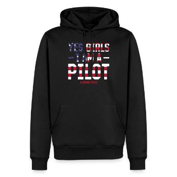 Pilote de drone - Oui les filles Je suis un pilote Un pilote de drone - Sweat à capuche Premium bio Homme - noir - Devant - Nico (187cm)