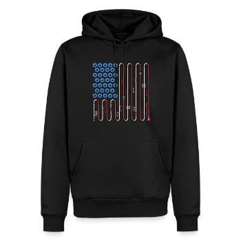 Trumpete USA Flag Music Big Band 4 juillet - Sweat à capuche Premium bio Homme - noir - Devant - Nico (187cm)