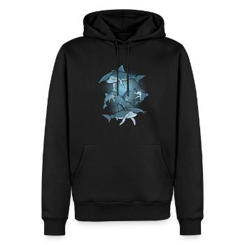 Hammerhai Geschenk Kind Unterwasser Hai Hammerhai - Männer Premium Bio Hoodie - Schwarz - Vorne - Nico (187cm)