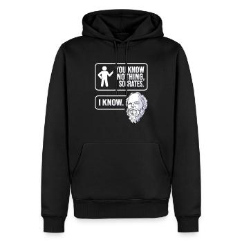 Philosophie de Socrate - Sweat à capuche Premium bio Homme - noir - Devant - Nico (187cm)