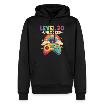 Level 20 Jahre Gaming 20er 20 Geburtstag - Männer Premium Bio Hoodie - Schwarz - Vorne - Nico (187cm)