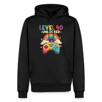 Niveau 40 ans Gaming 40s 40 Anniversaire - Sweat à capuche Premium bio Homme - noir - Devant - Nico (187cm)