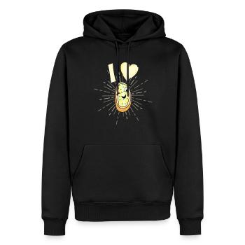Funny Garlic Bread Heart Design - Men’s Premium Organic Hoodie - black - Front - Nico (187cm)