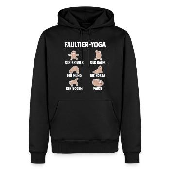 Faultier Yoga - Männer Premium Bio Hoodie - Schwarz - Vorne - Nico (187cm)