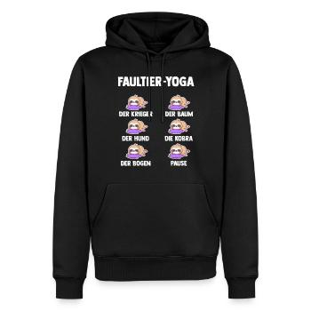 Faultier Yoga - Männer Premium Bio Hoodie - Schwarz - Vorne - Nico (187cm)