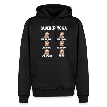 Faultier Yoga - Männer Premium Bio Hoodie - Schwarz - Vorne - Nico (187cm)