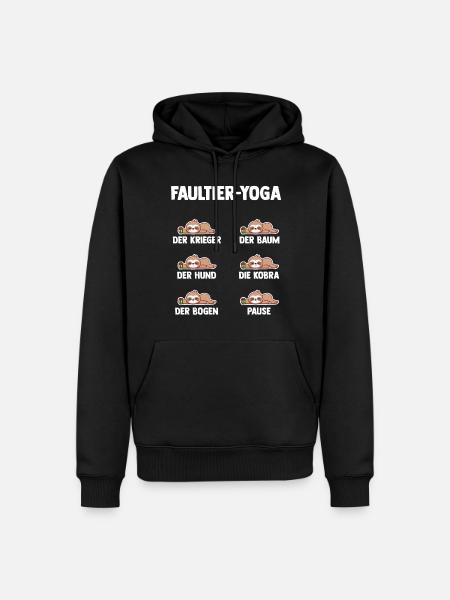 Faultier Yoga - Männer Premium Bio Hoodie - Schwarz