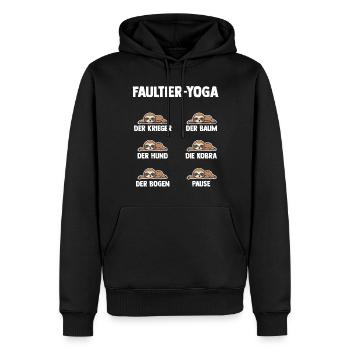 Faultier Yoga - Männer Premium Bio Hoodie - Schwarz - Vorne - Nico (187cm)