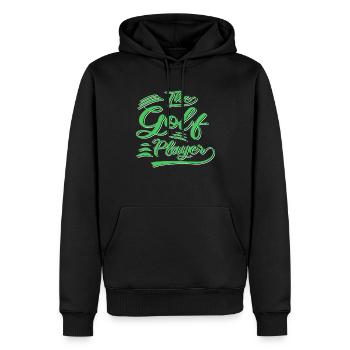 Der Golf Spieler - Männer Premium Bio Hoodie - Schwarz - Vorne - Nico (187cm)