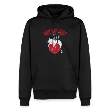 Dead D20 Cat Design for an RPG GAMER - Men’s Premium Organic Hoodie - black - Front - Nico (187cm)