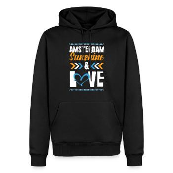 Amsterdam Love - Männer Premium Bio Hoodie - Schwarz - Vorne - Nico (187cm)