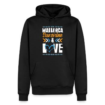 Mallorca Love - Männer Premium Bio Hoodie - Schwarz - Vorne - Nico (187cm)
